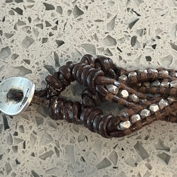 Chan lu Brown leather Silver beads Braided Bracelet - Picture 6 of 7